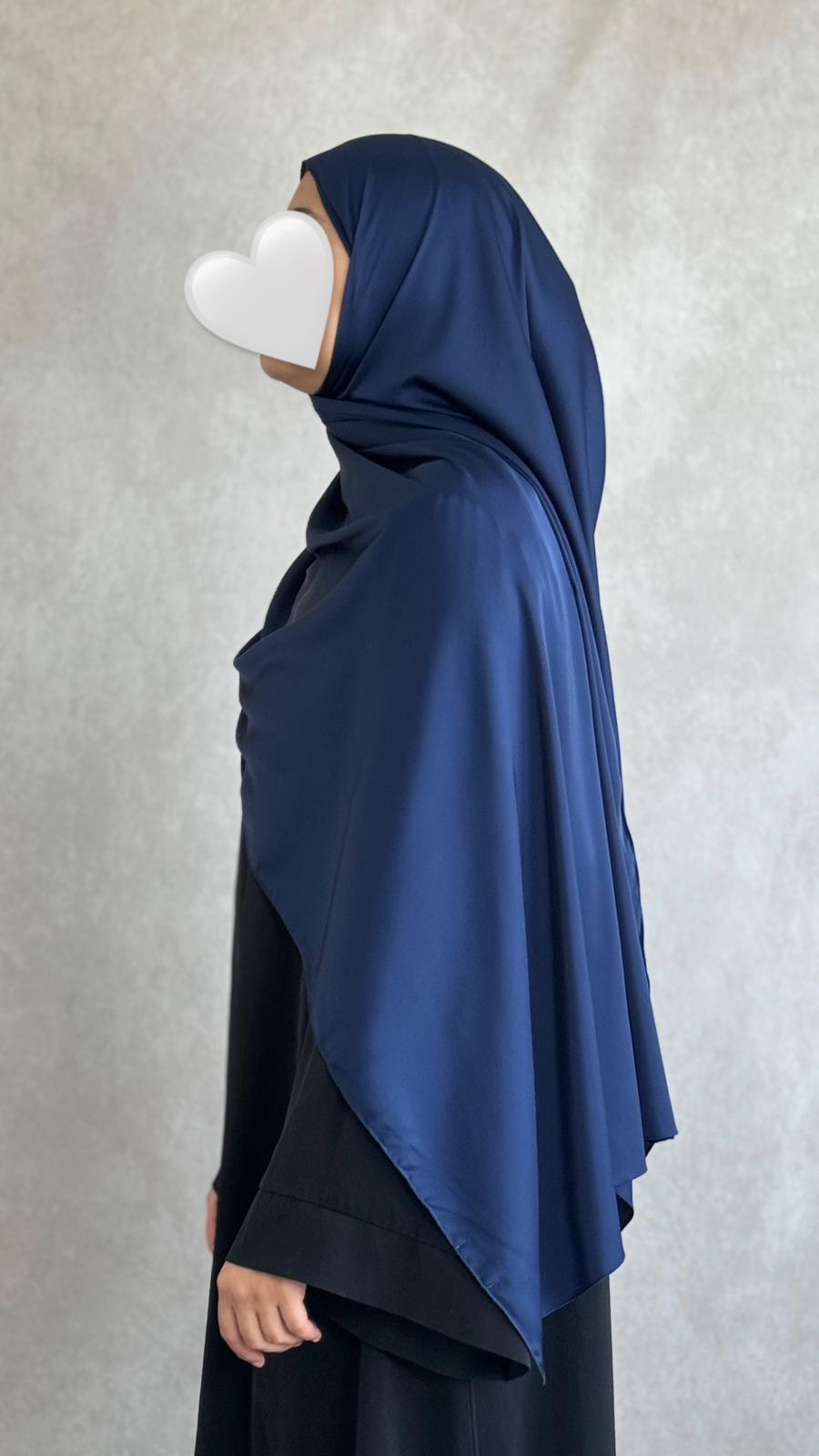 Hijab Satin Armani Bleu Nuit