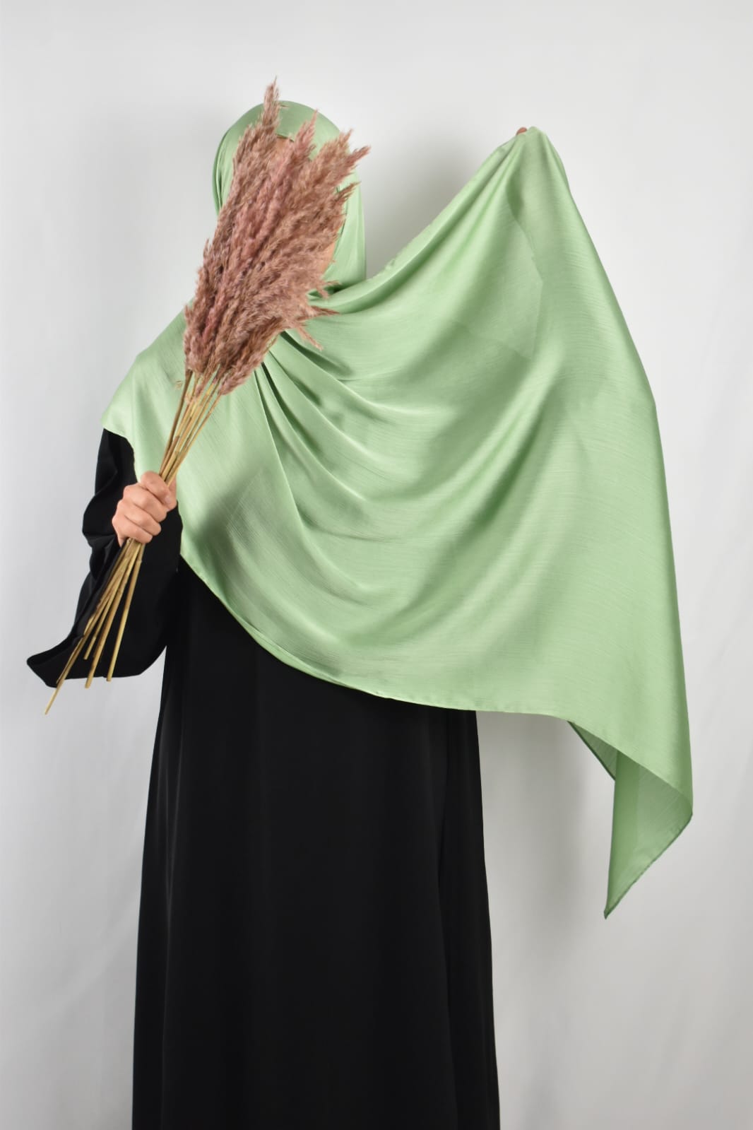 Hijab Satin Plissé Vert Prasin