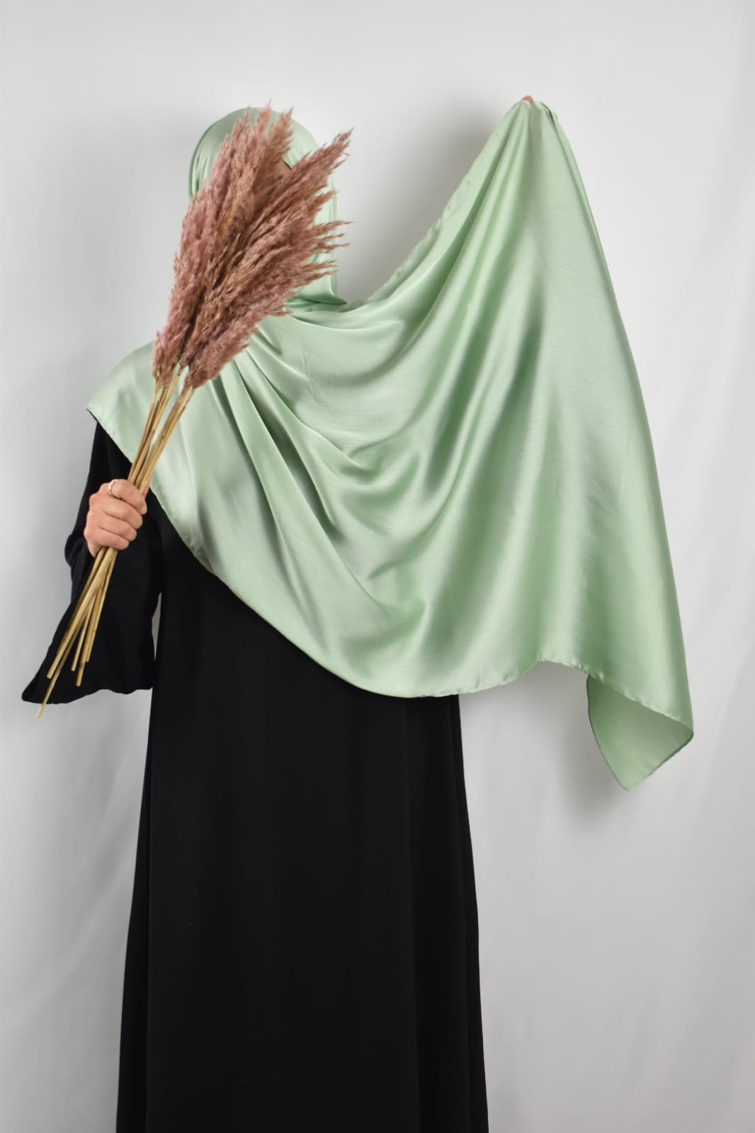 Hijab Satin Plissé Vert d'Eau