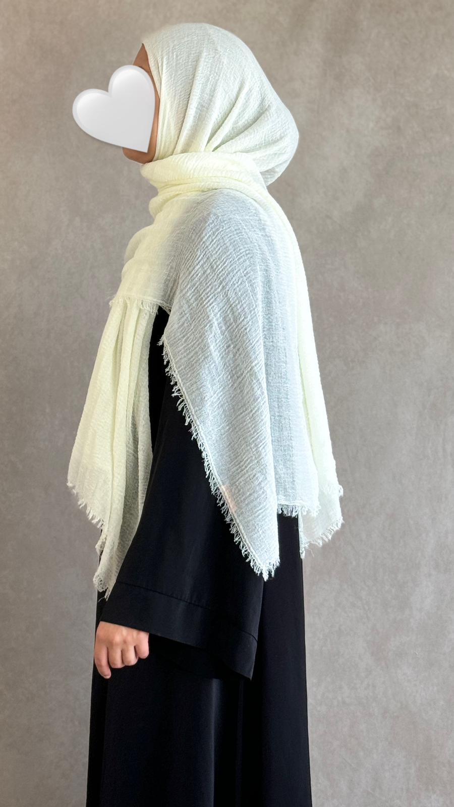 Hijab Coton Froissé Blanc Cassé
