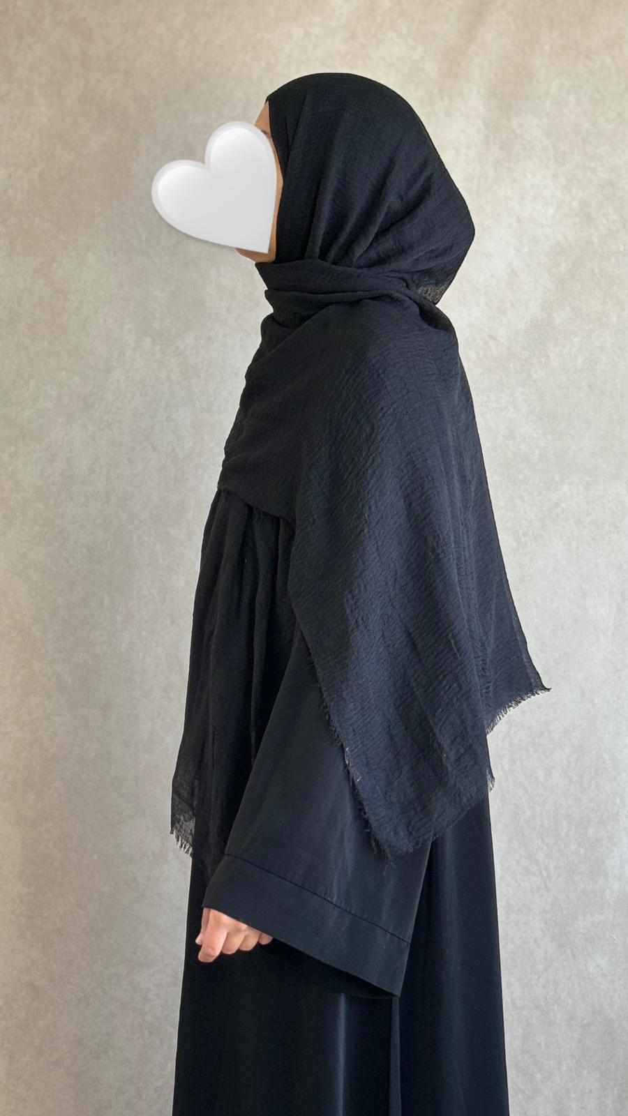 Hijab Coton Froissé Noir