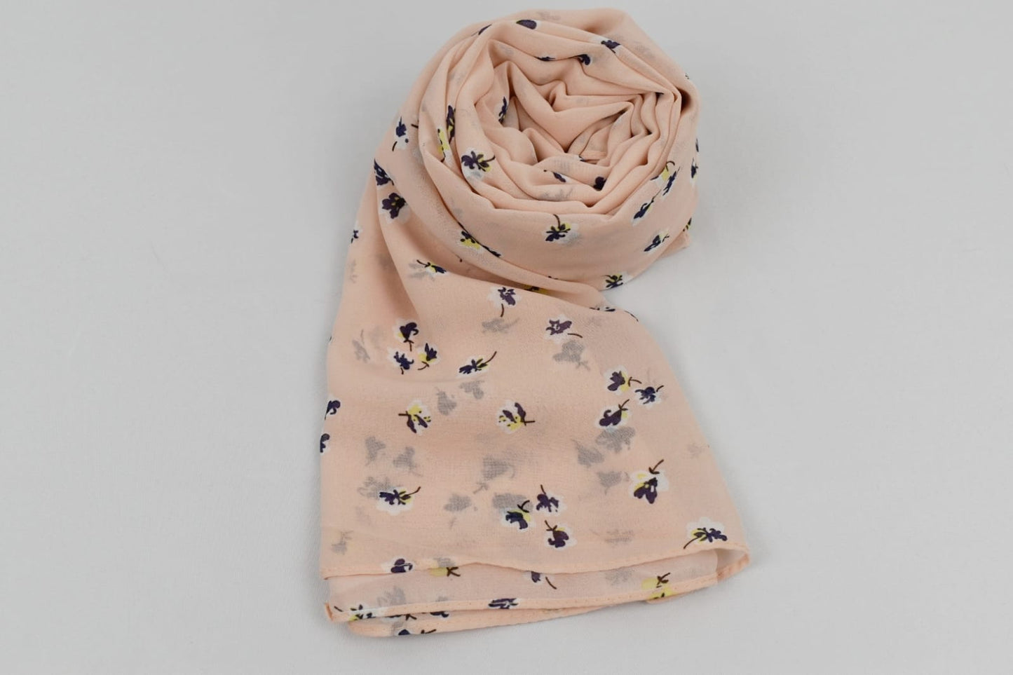 Hijab Mousseline Imprimé Floral Pêche