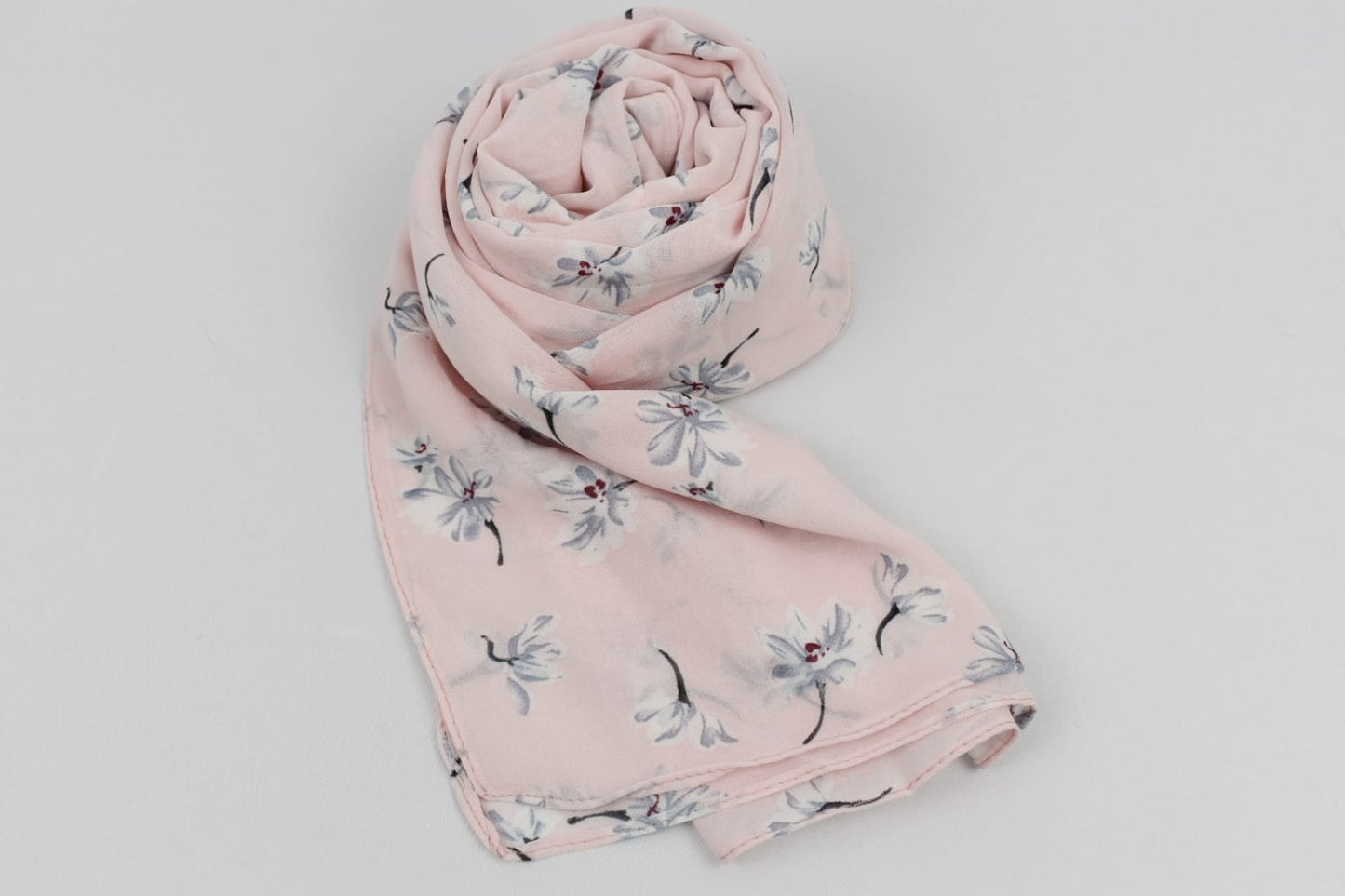 Hijab Mousseline Imprimé Floral Rose