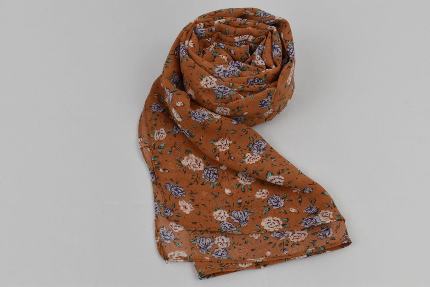 Hijab Mousseline Imprimé Floral Orange