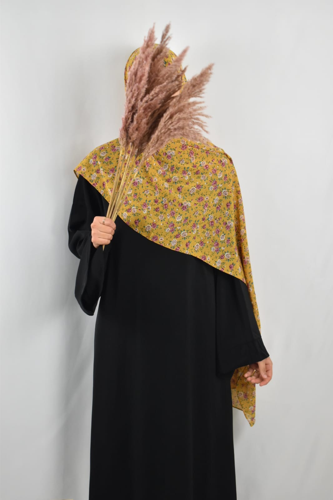 Hijab Mousseline Imprimé Floral Jaune