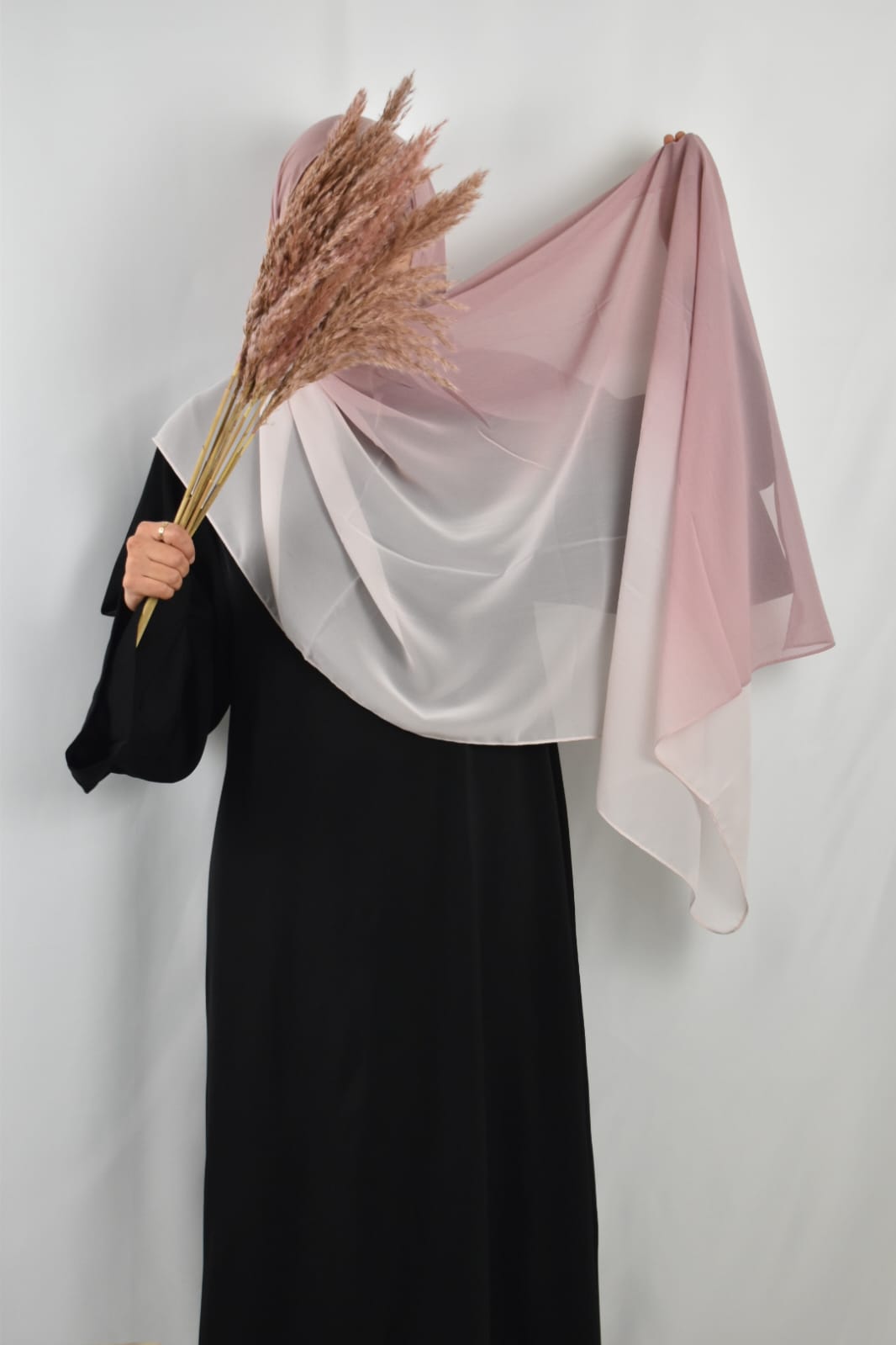 Hijab Mousseline Dégradé Blanc & Rose