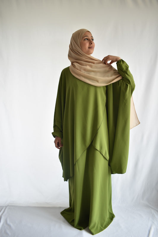 Jilbab Mariam en Soie de Médine Vert pistache