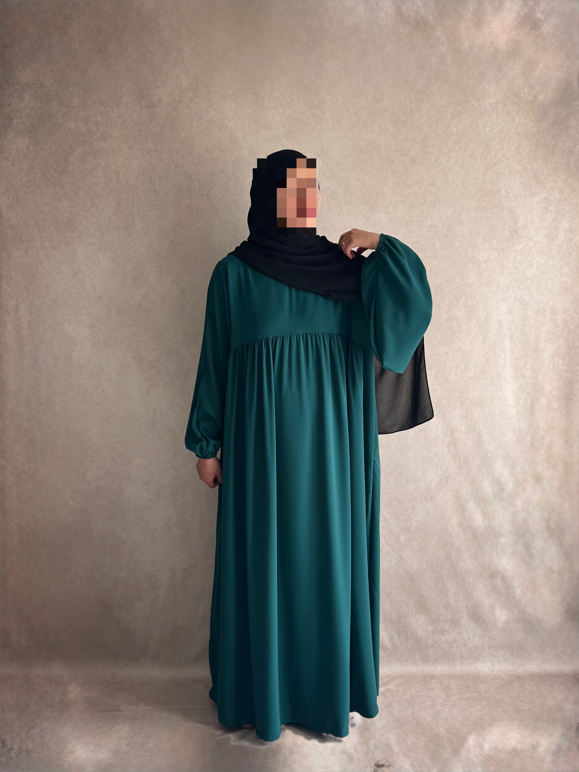 Abaya Soie de Médine Hayet Bleu Paon