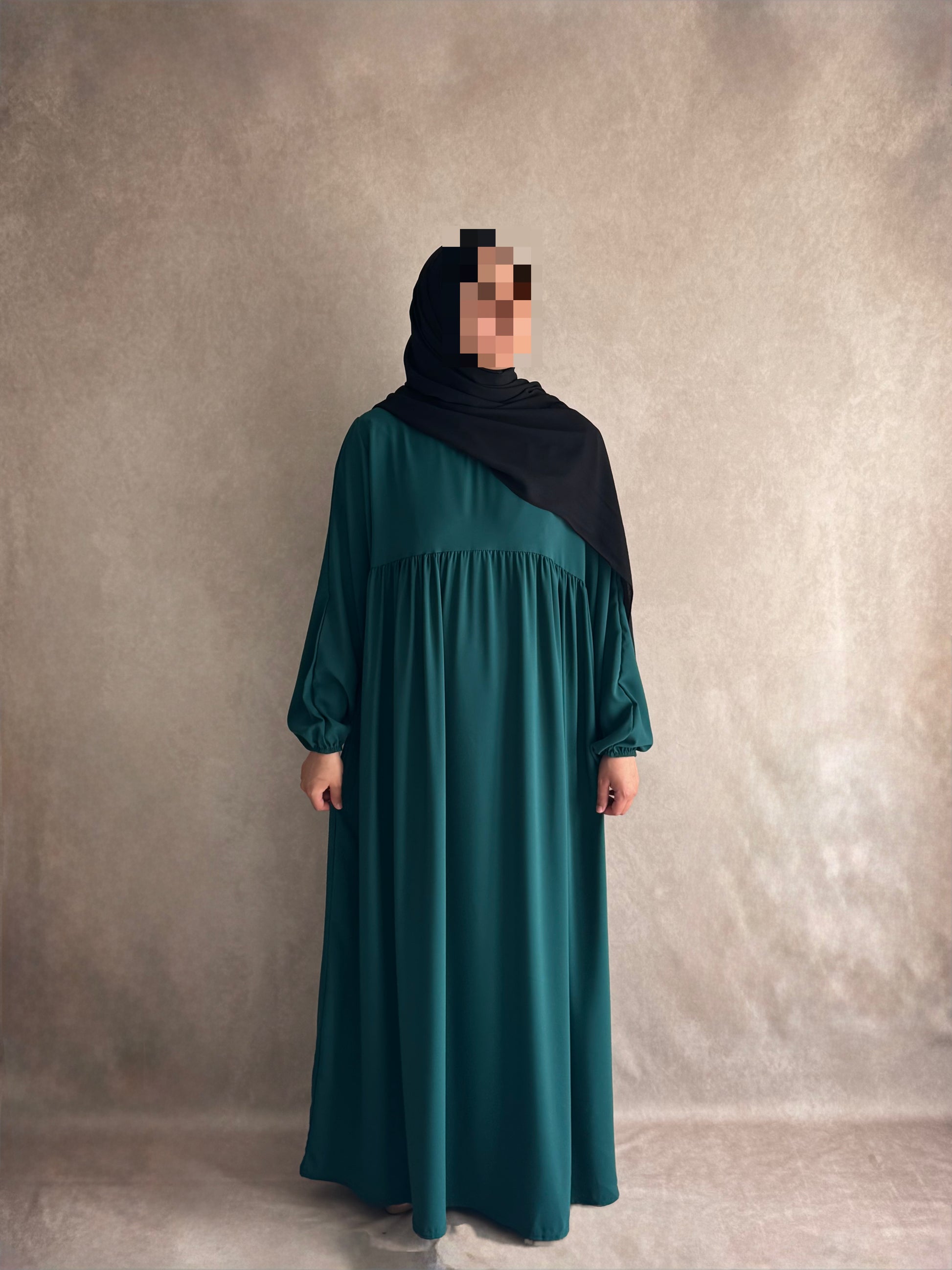 Abaya Soie de Médine Hayet Bleu Paon