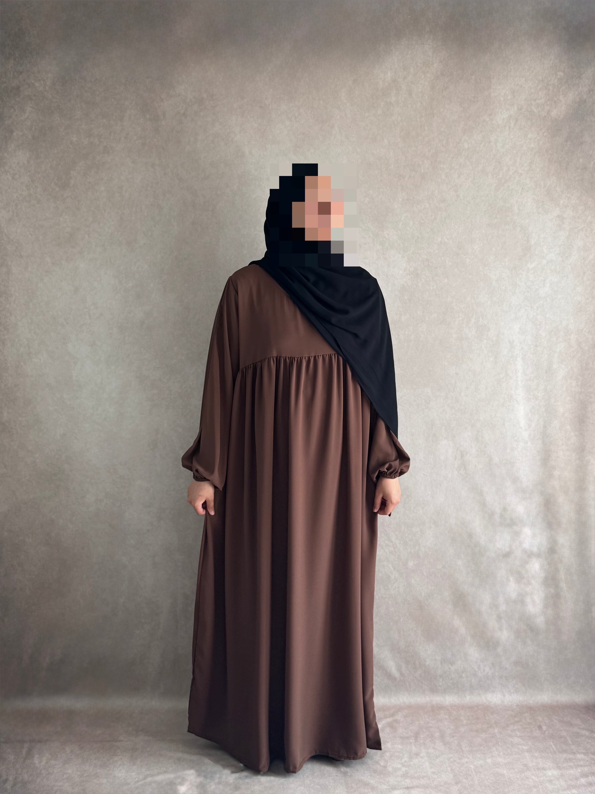 Abaya Soie de Médine Hayet Marron