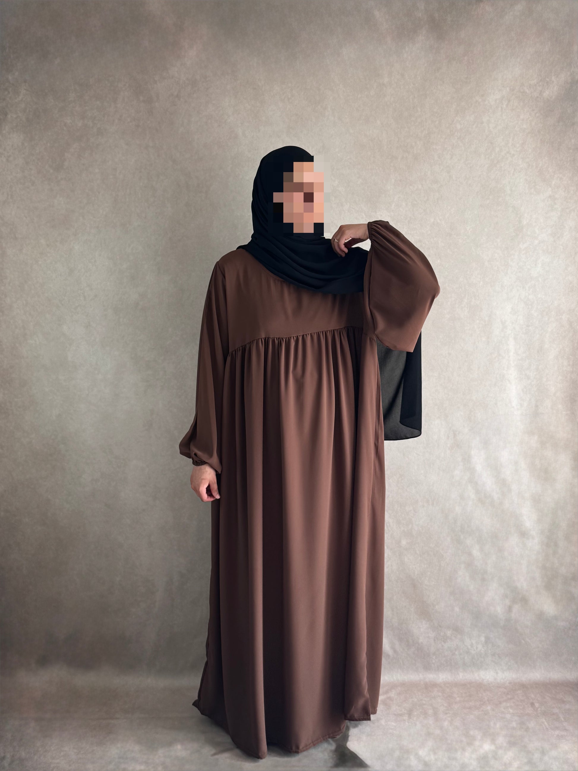 Abaya Soie de Médine Hayet Marron