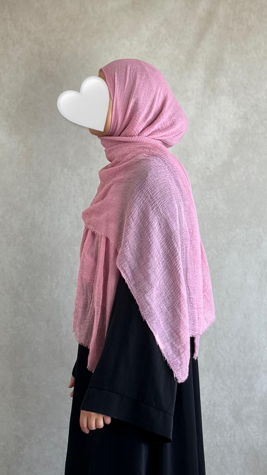 Hijab Coton Froissé Rose