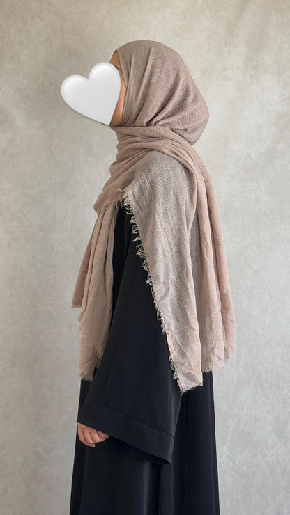 Hijab Coton Froissé Marron Clair