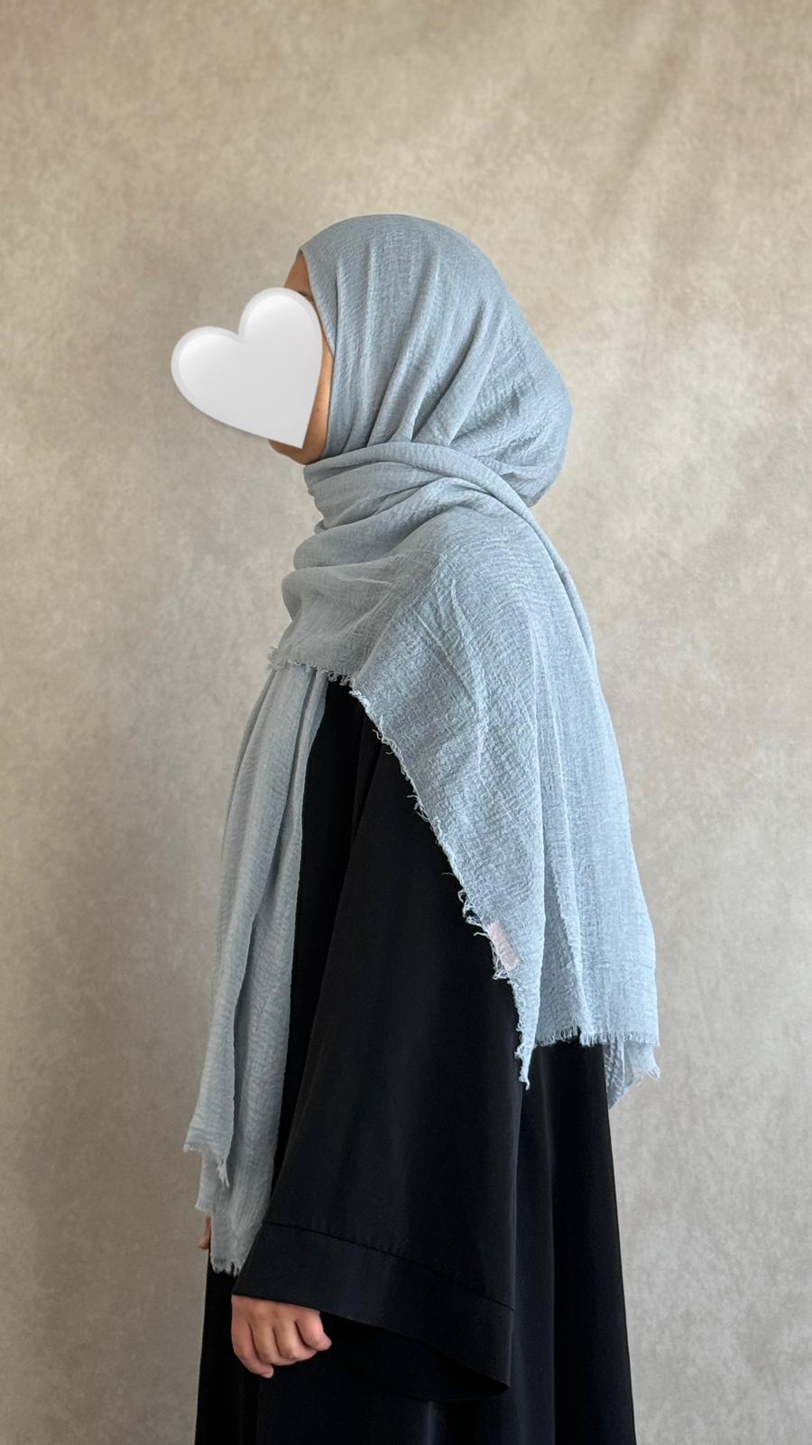 Hijab Coton Froissé Gris