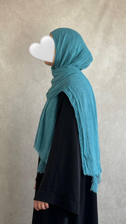 Hijab Coton Froissé Vert Canard