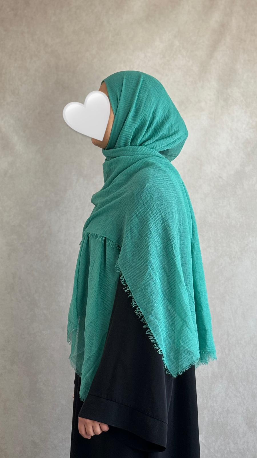 Hijab Coton Froissé Vert Végétal