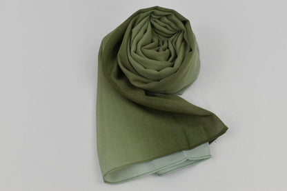 Hijab Mousseline Dégradé Vert & Gris