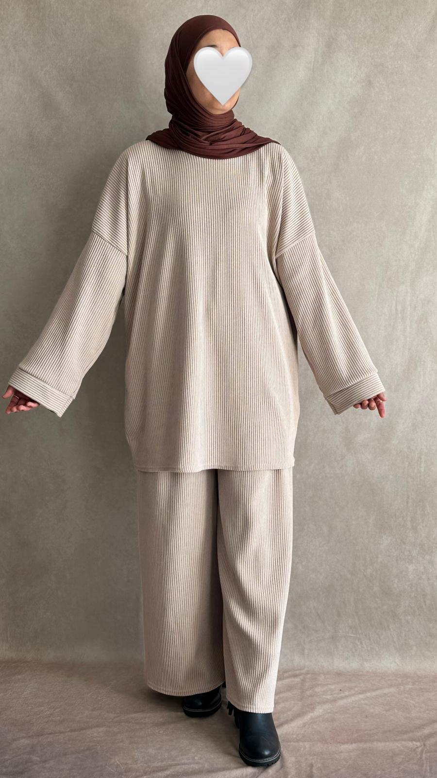 Ensemble Velours Côtelé Emina Beige
