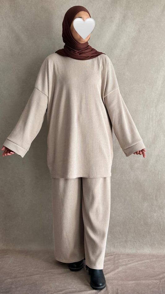 Ensemble Velours Côtelé Emina Beige