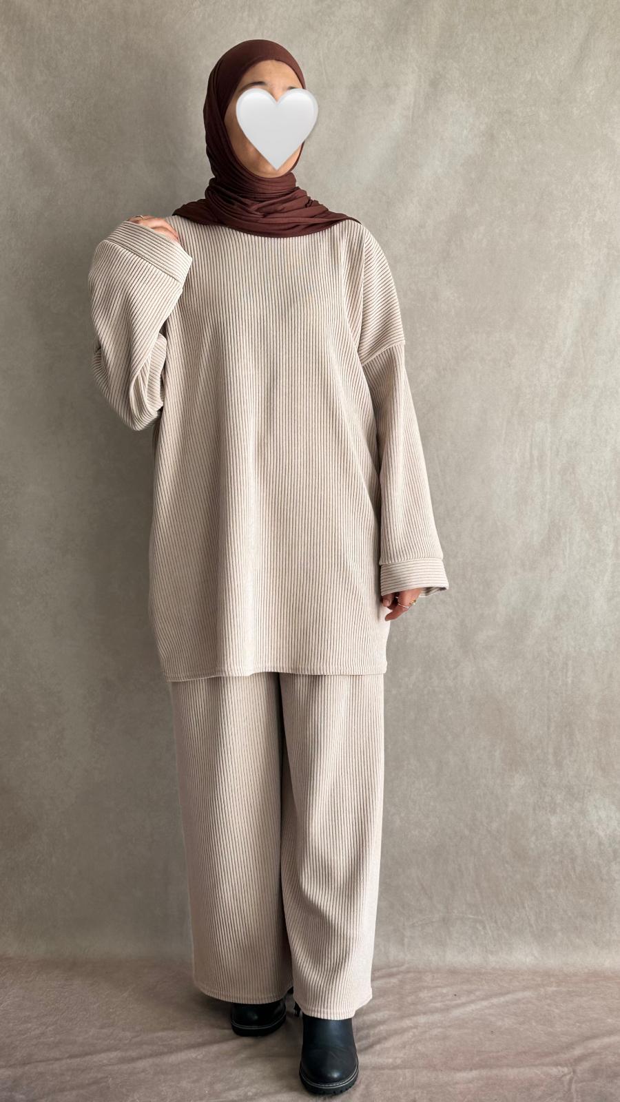 Ensemble Velours Côtelé Emina Beige
