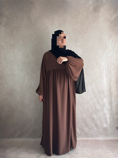 Abaya Soie de Médine Hayet Marron