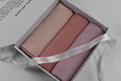 Box Hijabs Satin Plissé x3 Lilas