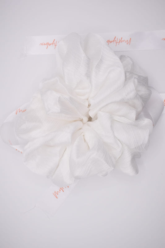 Chouchou satin plissé blanc