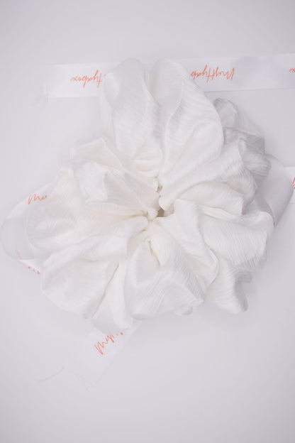 Chouchou satin plissé blanc