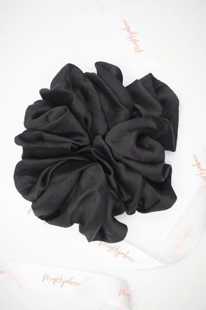 Chouchou satin plissé noir