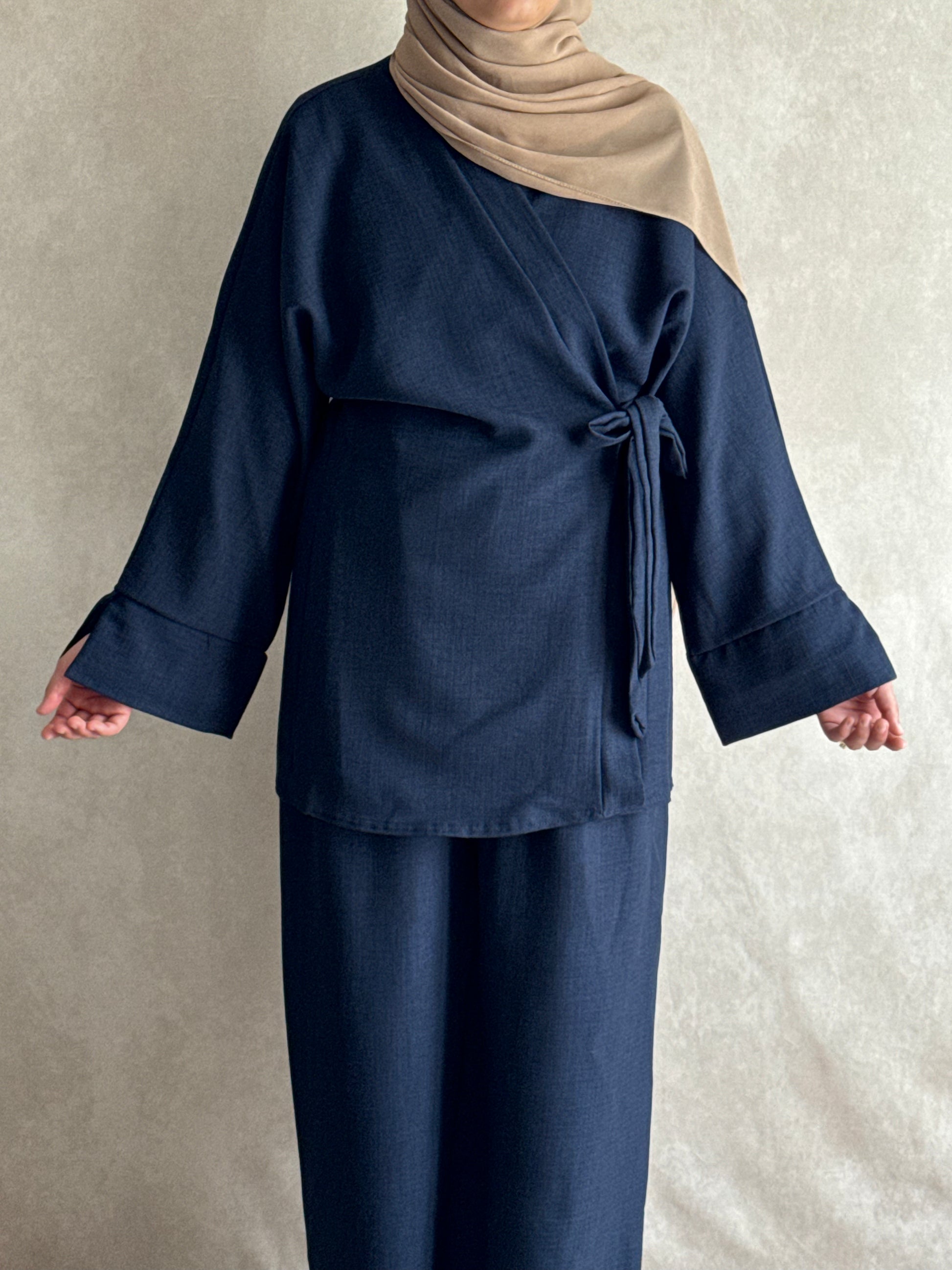 Ensemble effet lin Sarah Bleu