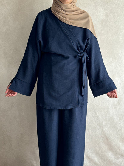 Ensemble effet lin Sarah Bleu