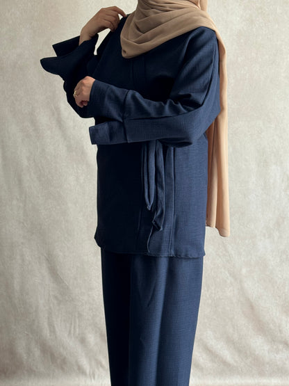 Ensemble effet lin Sarah Bleu
