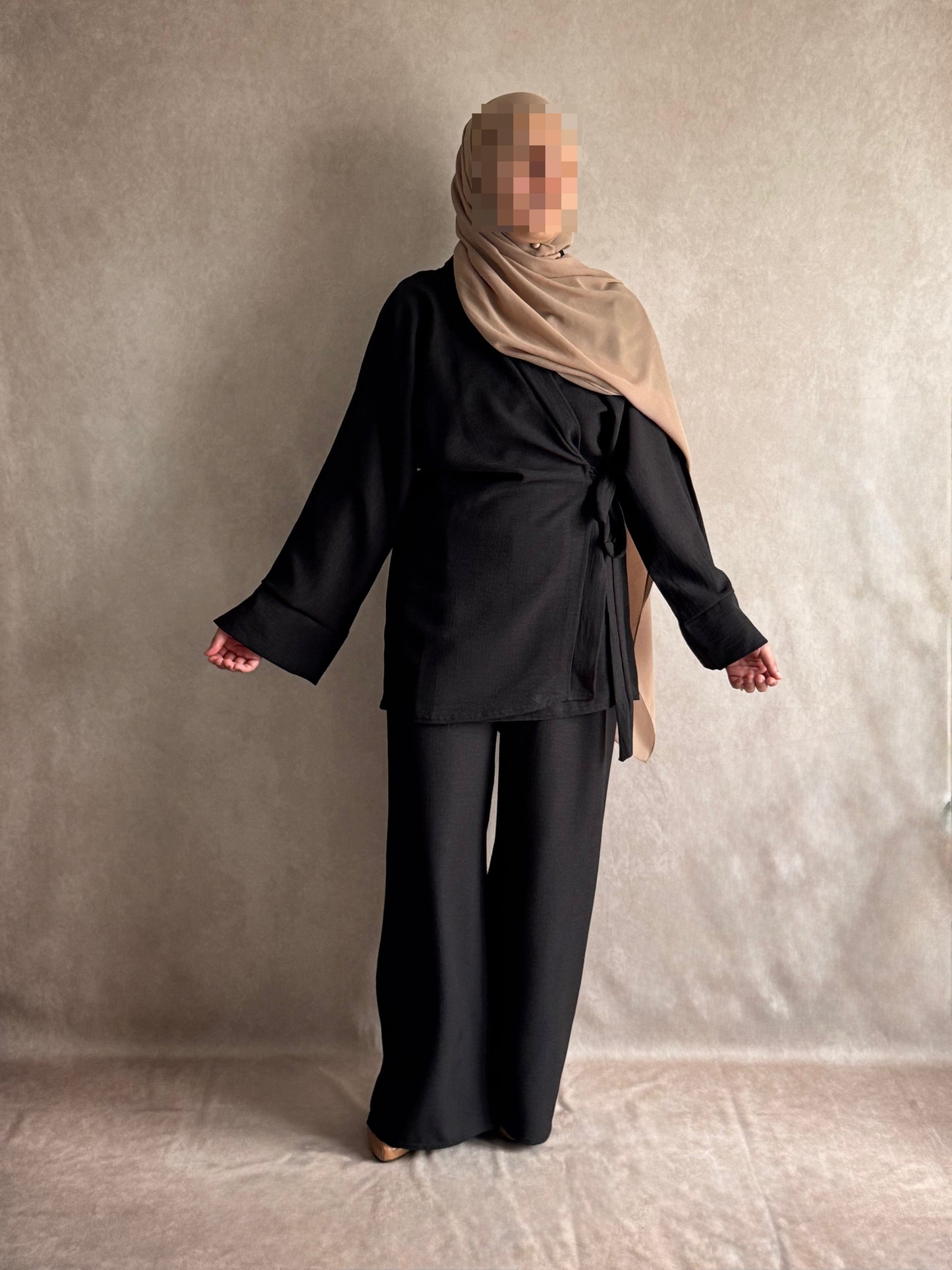 Ensemble effet lin Sarah Noir