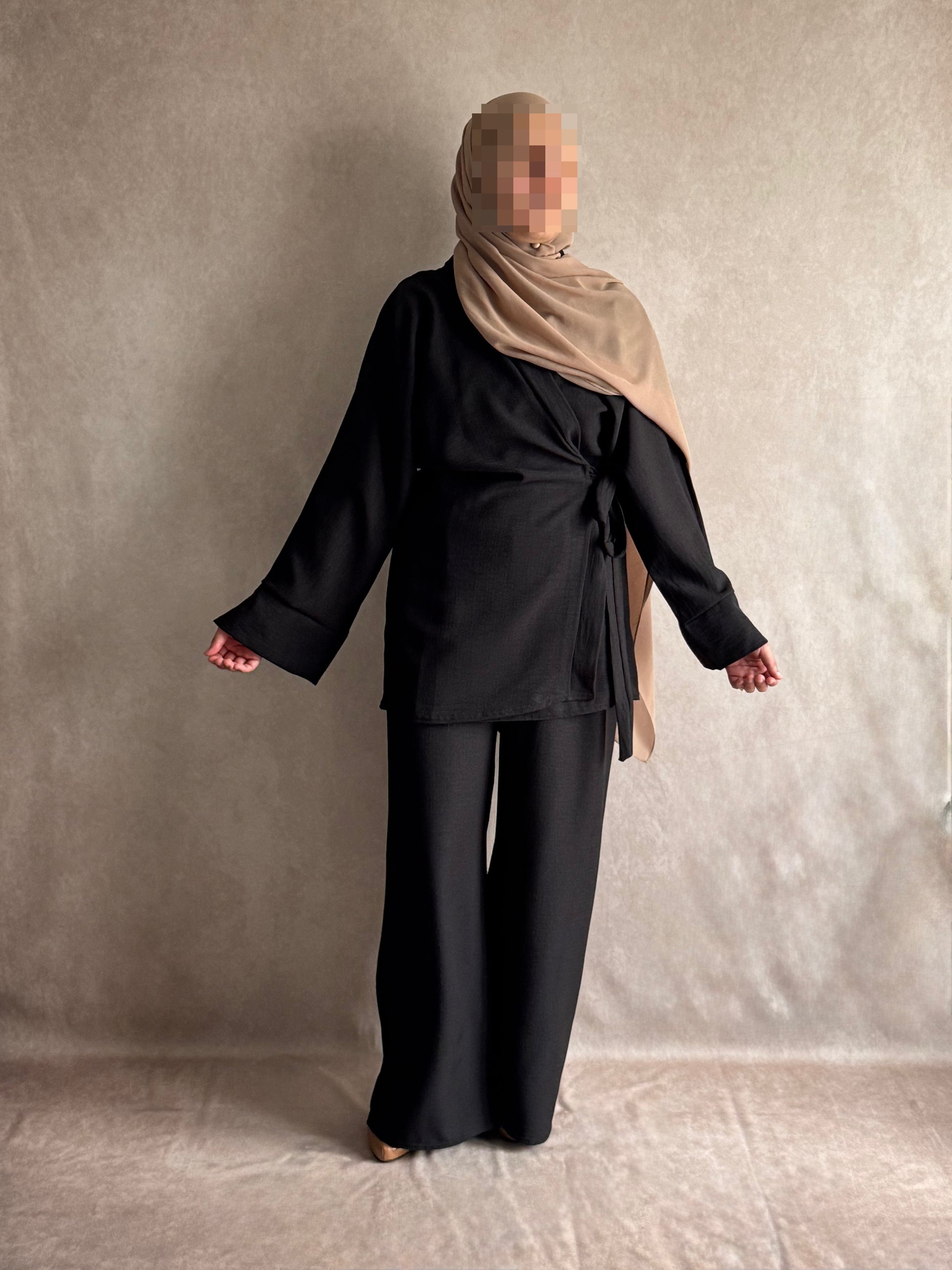 Ensemble effet lin Sarah Noir