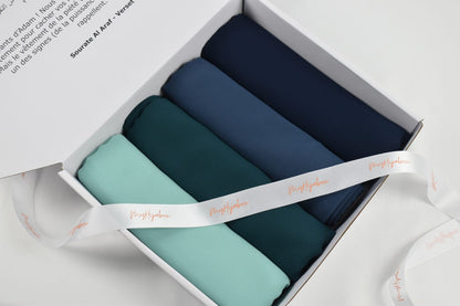 Box Hijabs Mousseline - Aqua x4 - Box Mousseline